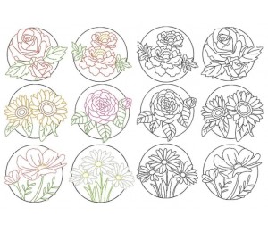 Stickserie - Kreisblumen Doodle